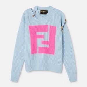 Fendi Blue & Pink Cutout Sweater in size S, NWT